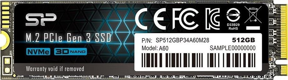 Silicon-Power Dysk SSD A60 512GB M.2 PCIe 2200/1600 MB/s NVMe