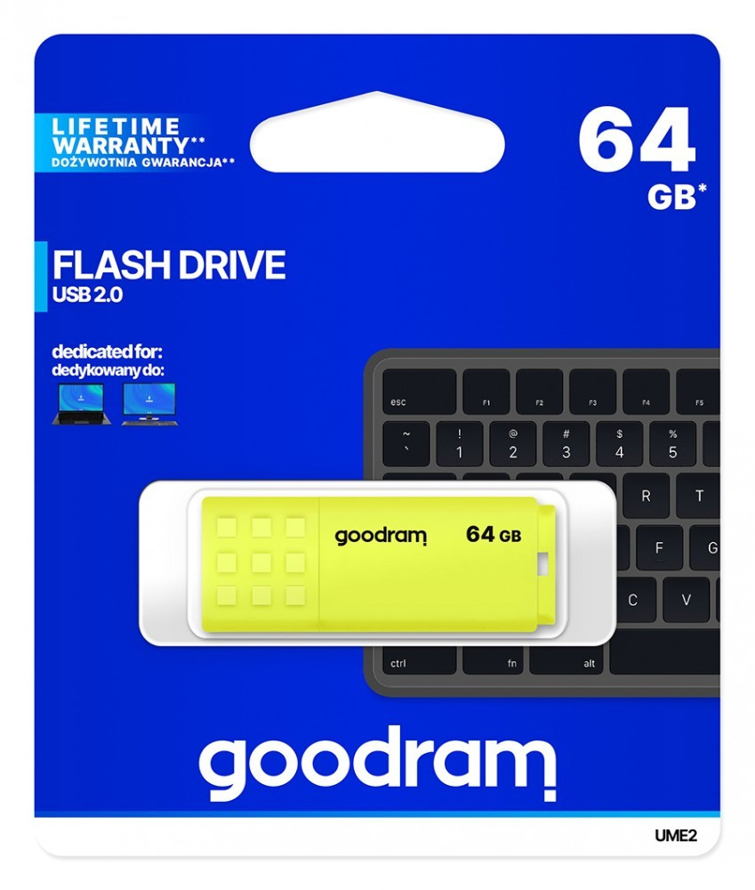 GoodRam Pendrive UME2 64GB USB 2.0 Żółty