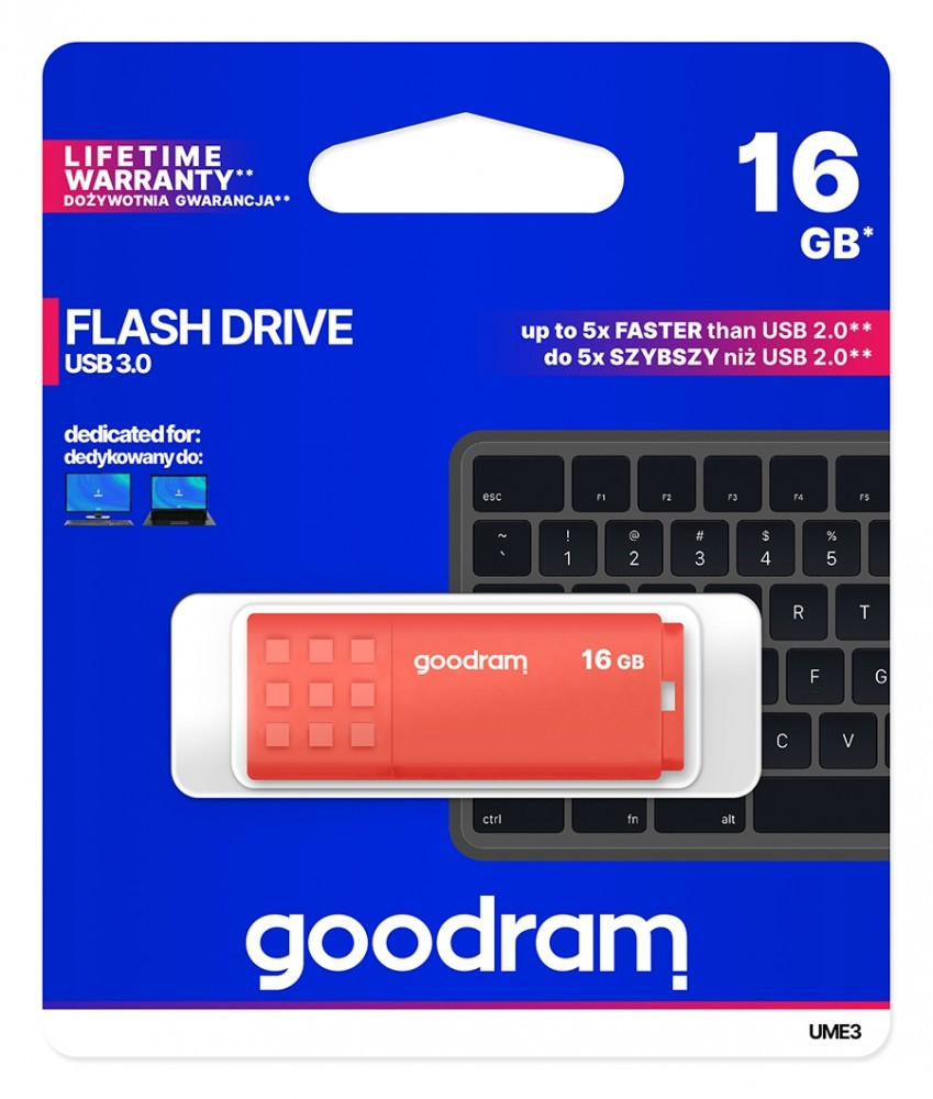 GoodRam Pendrive UME3 16GB USB 3.0 Pomarańczowy