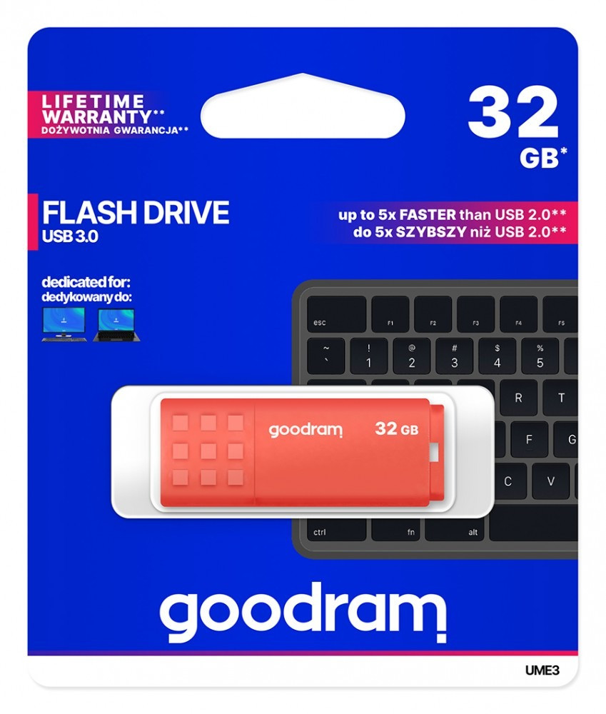 GoodRam Pendrive UME3 32GB USB 3.0 Pomarańczowy