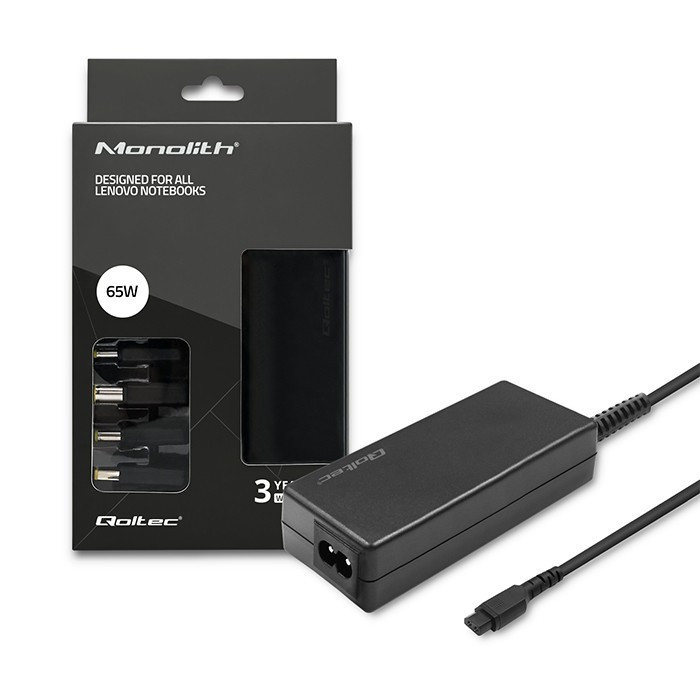 Qoltec Zasilacz specjalizowany do Lenovo | 65W | 4 wtyczki |+kabel zasilający