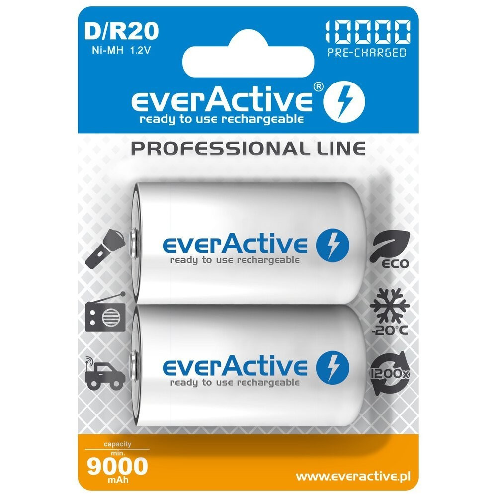 Everactive Akumulatorki R20/D NI-MH 10000 mAh 2 szt. ready to use
