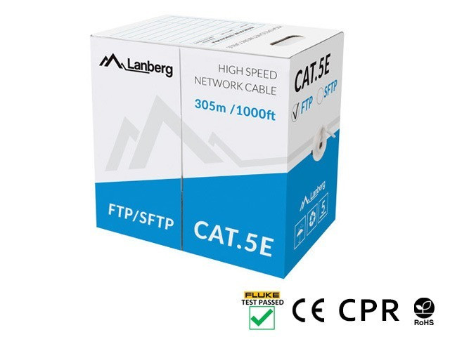 Lanberg Kabel SFTP kat.5e 305m drut CU LCS5-11CU-0305-S Szary