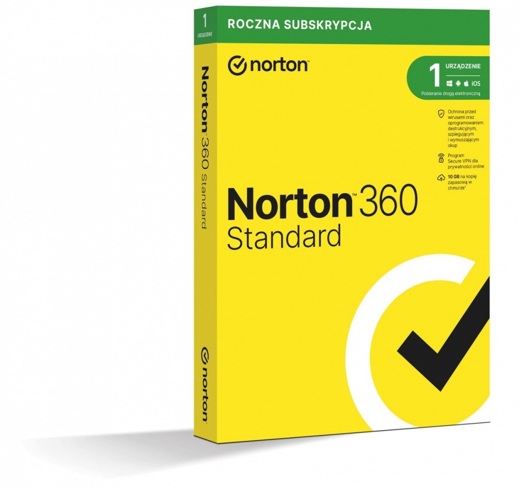 Symantec 360 Standard 10GB PL 1Użytkownik, 1Urządzenie, 12Miesięcy 21408666