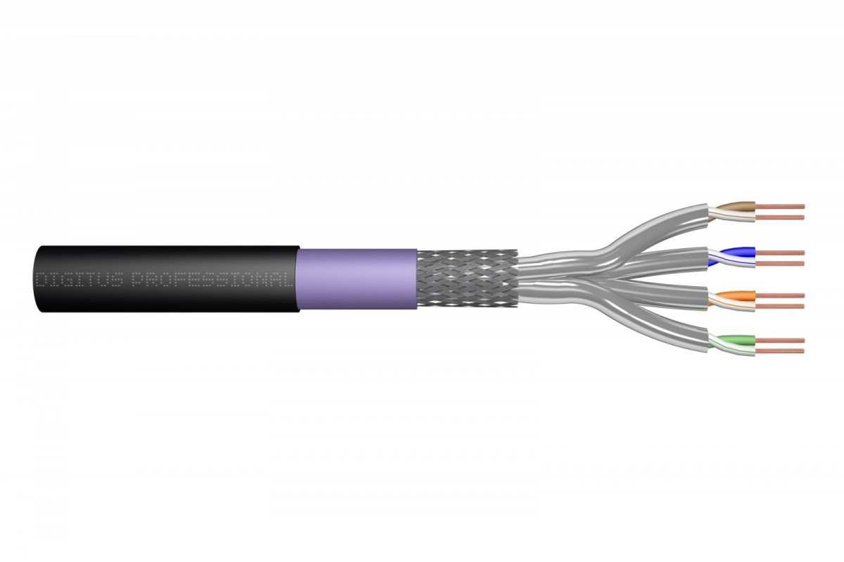 Digitus Kabel teleinformatyczny instalacyjny zewnętrzny kat.7, S/FTP, Eca, drut, AWG 23/1, PE, 1000m, czarny, szpula