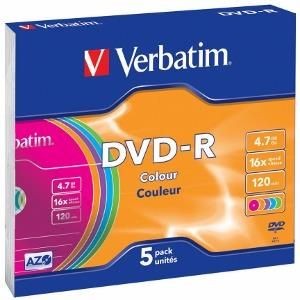 Verbatim 43557 DVD-R slim jewel case 5 4.7GB 16x Colour
