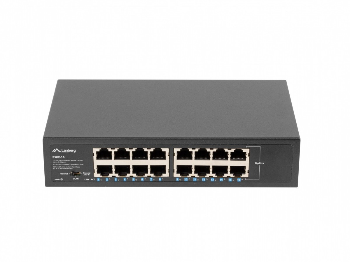 LANBERG Switch 16X1GB Gigabit Ethernet rack RSGE-16