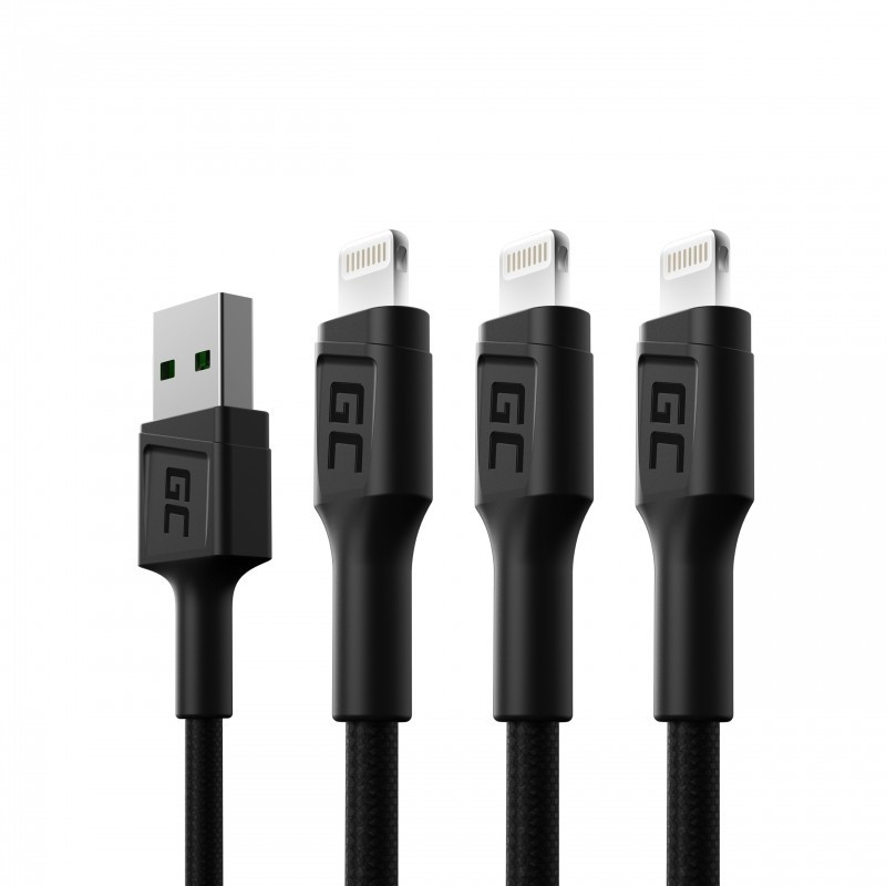 Green Cell Kabel zestaw 3x GC Ray USB - Lightning 200 cm, LED