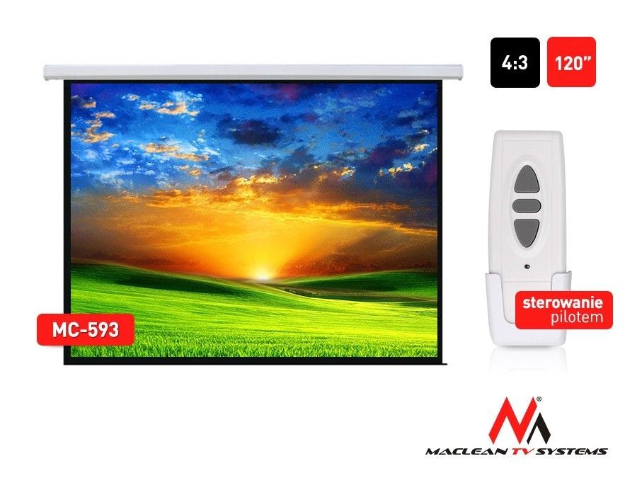 Maclean Ekran projekcyjny elektryczny MC-593 120' 240x180 4:3 ściana lub sufit