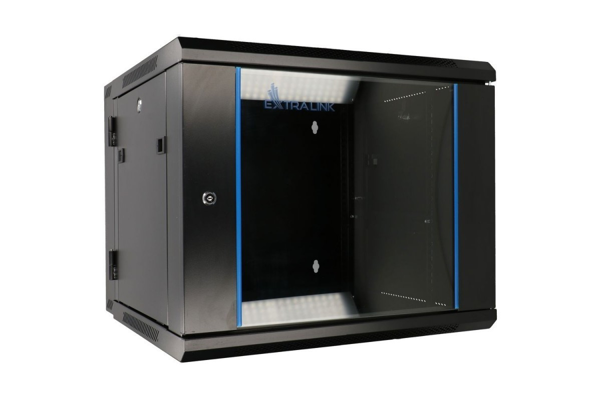 Extralink Szafka wisząca rack 12U 600x600 czarna dwusekcyjna