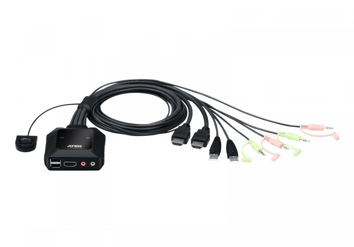 Aten Przełącznik KVM z 2 portami USB 4K HDMI ze zdalnym selektorem portów