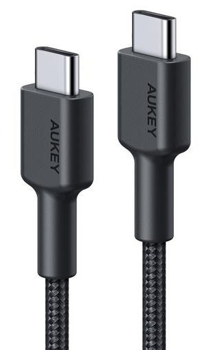 AUKEY CB-CC1 OEM nylonowy kabel Quick Charge USB C - USB C | 1m | 5 Gbps | 3A | 60W PD | 20V