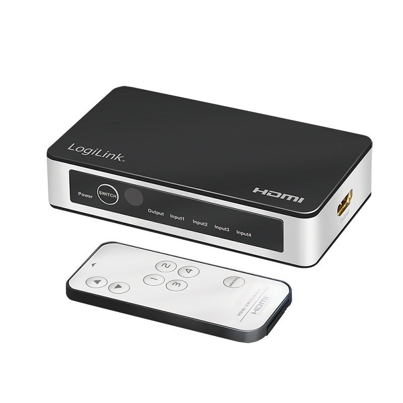 LogiLink Switch 4x1 HDMI, 4K 60Hz, z pilotem