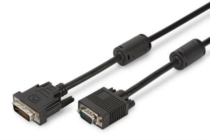Digitus Kabel adapter DVI-I DualLink 1080p 60Hz FHD Typ DVI-I (24+5)/DSUB15 M/M 2m Czarny