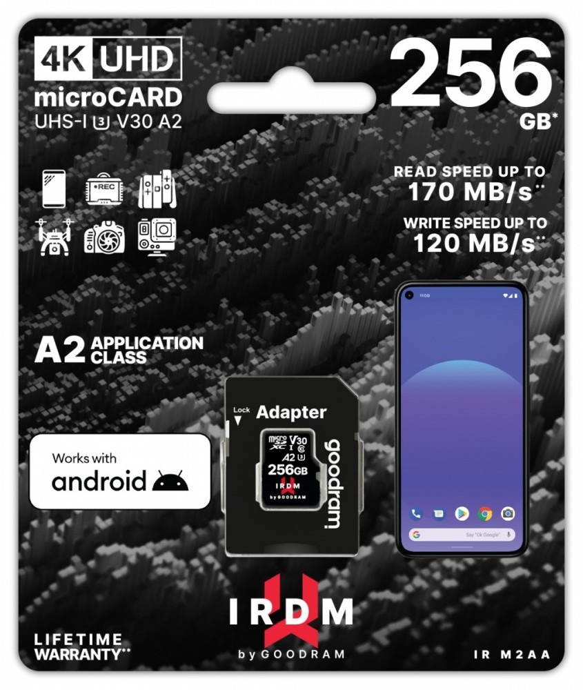 GoodRam Karta pamięci microSD IRDM 256GB UHS-I U3 A2 + adapter