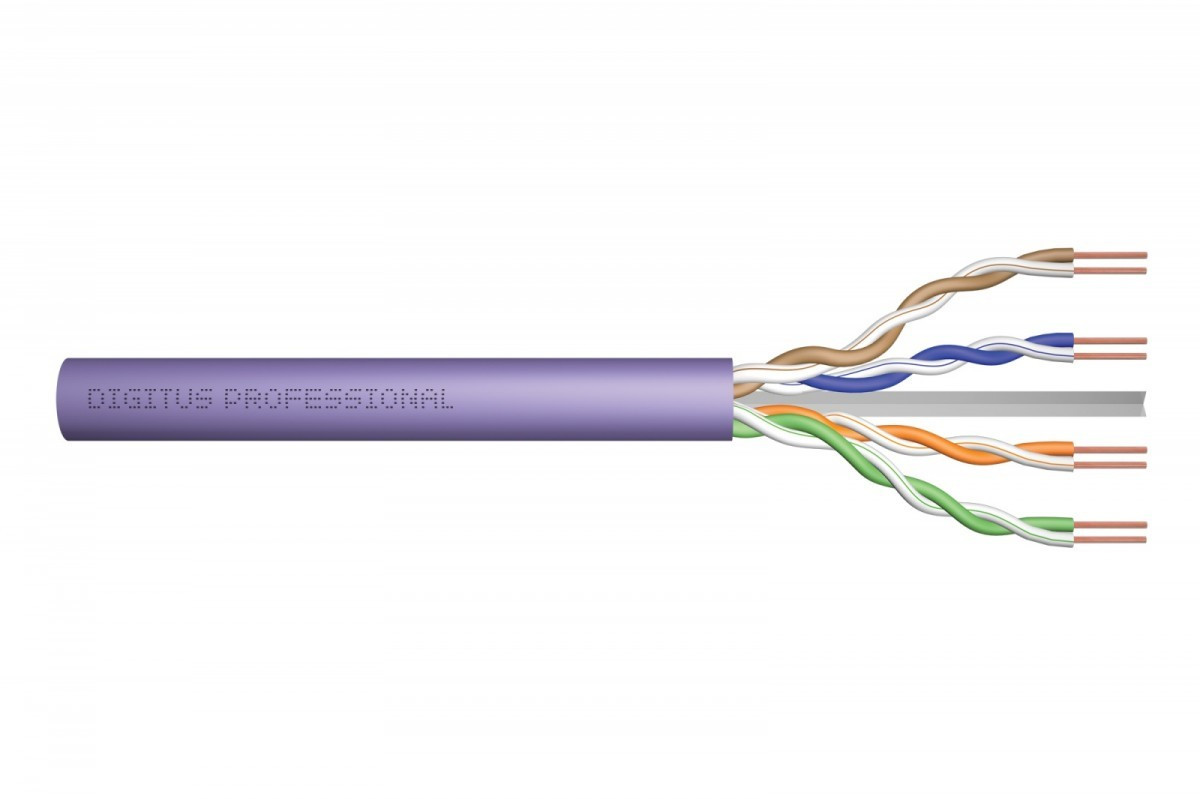 Digitus Kabel teleinformatyczny instalacyjny kat.6, U/UTP, B2ca, drut, AWG 23/1, LSOH, 500m, fioletowy, szpula