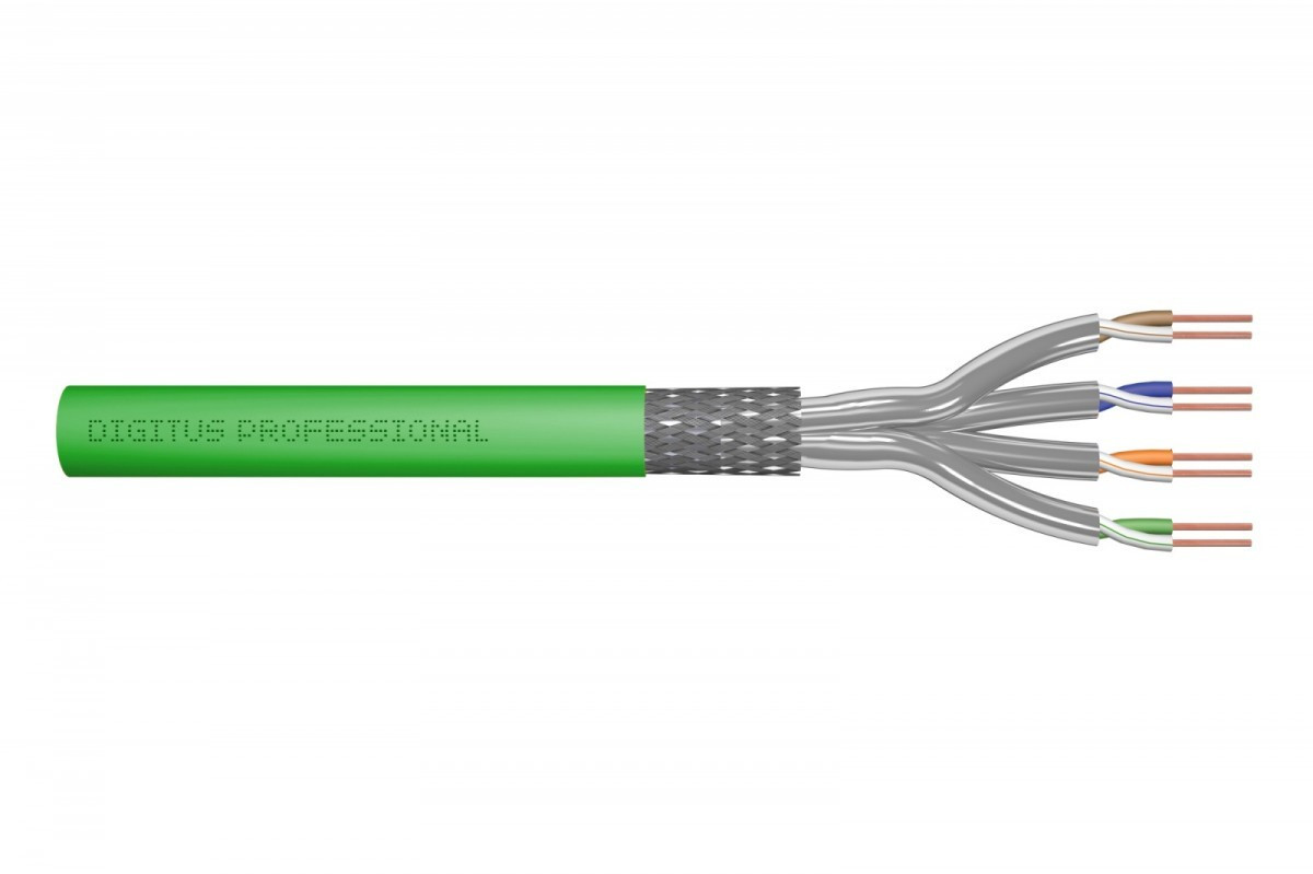 Digitus Kabel teleinformatyczny instalacyjny kat.8.2, S/FTP, Dca, AWG 22/1, LSOH, 100m, Zielony