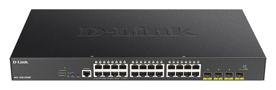 D-Link Przełącznik DGS-1250-28XMP 24GE PoE+ 4SFP+