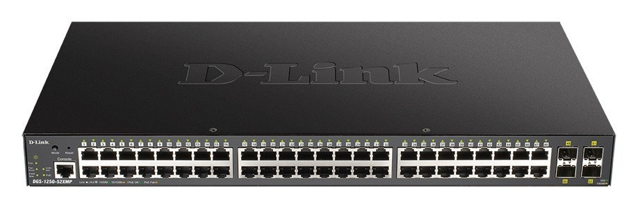 D-Link Przełącznik DGS-1250-52XMP 48GE PoE+ 4SFP+