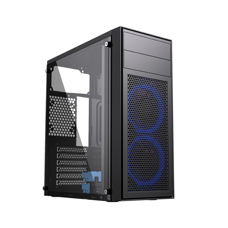 Gembird Obudowa Midi Tower Fornax M100B ATX niebiesie wentylatory Czarna