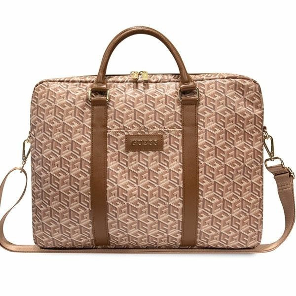 Guess Torba do notebooka 16 cali GCube Stripes GUCB15HGCFSEW brązowa