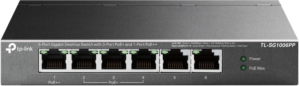 TP-Link Przełącznik SG1006PP 6GE (3PoE+ 1PoE++)