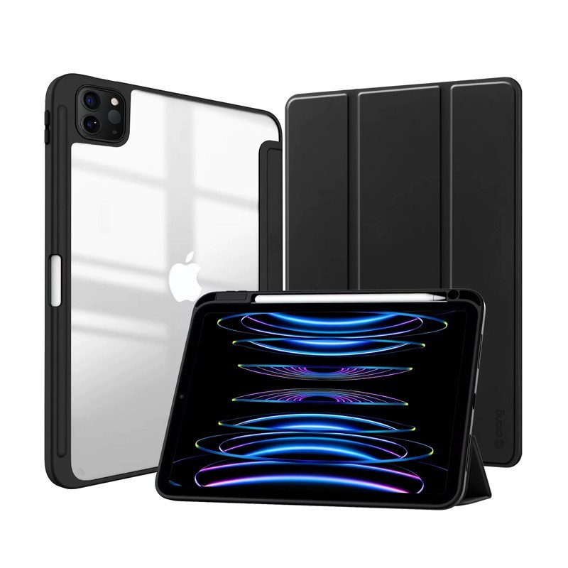 CRONG Etui PrimeFolio do iPad Air 11 M3 (2025) iPad Air 11 M2 (2024) iPad Air 10.9 (5-4 gen.) iPad Pro 11 (2022-2021) czarne/przezroczyste