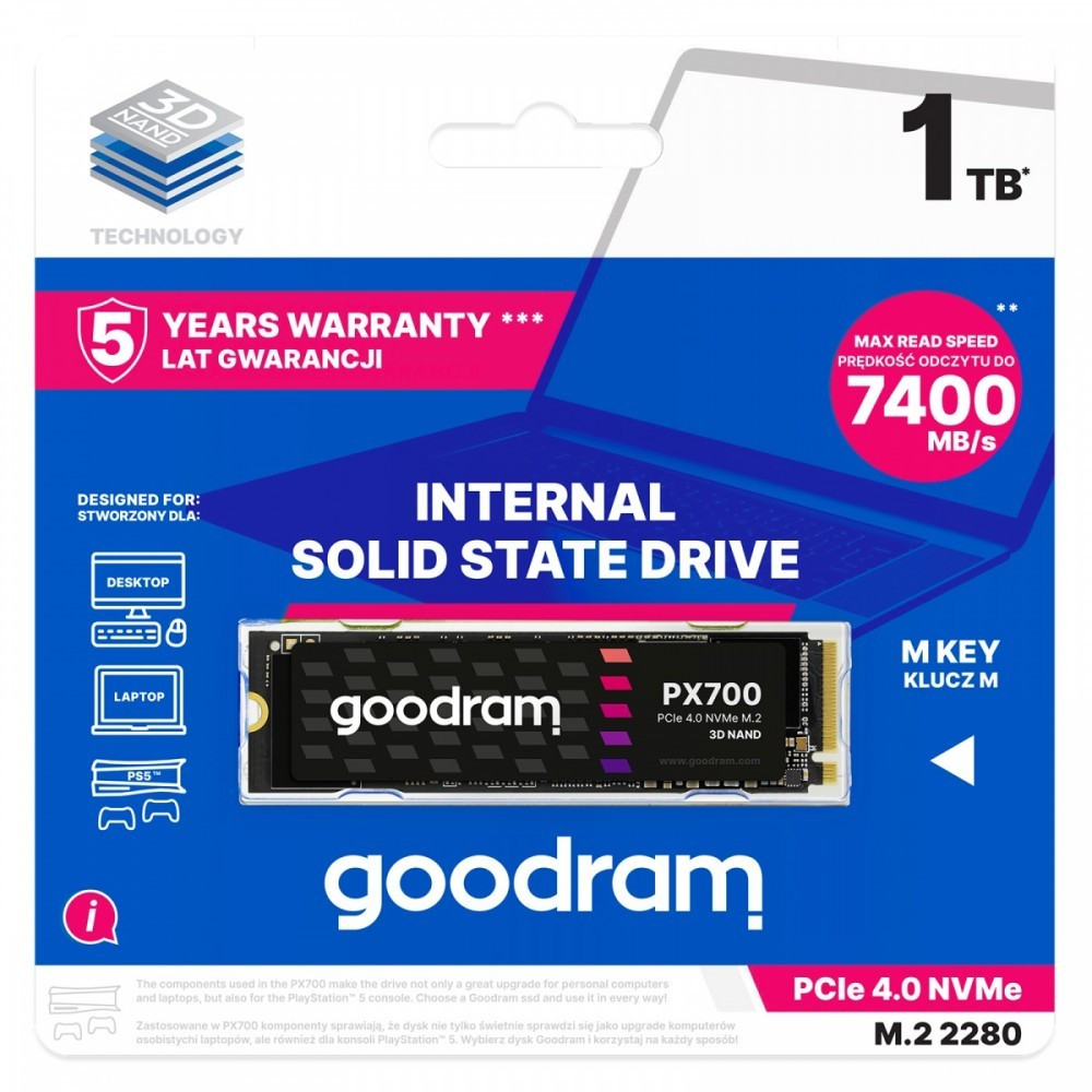 GoodRam Dysk SSD PX700 1TB M.2 PCIe 2280 4x4 7400/6500MB/s