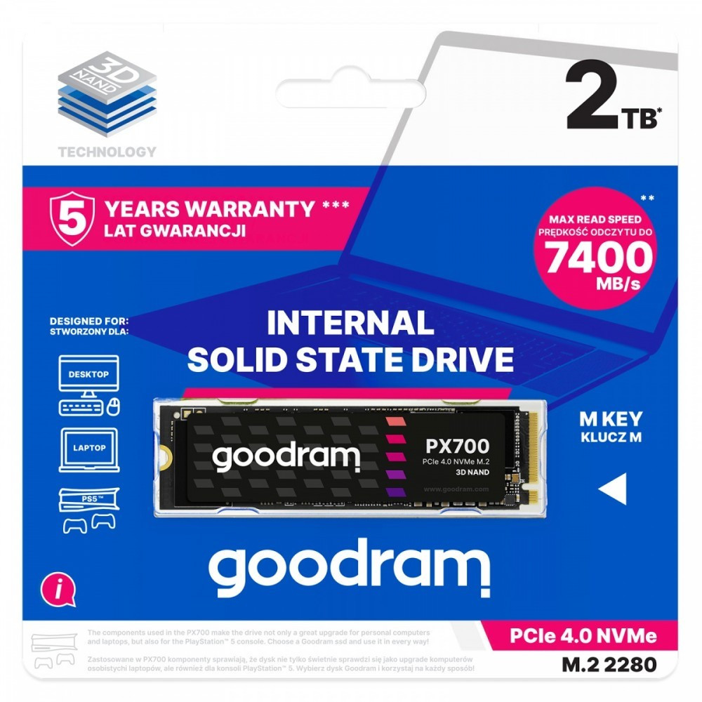GoodRam Dysk SSD PX700 2TB M.2 PCIe 2280 4x4 7400/6500MB/s