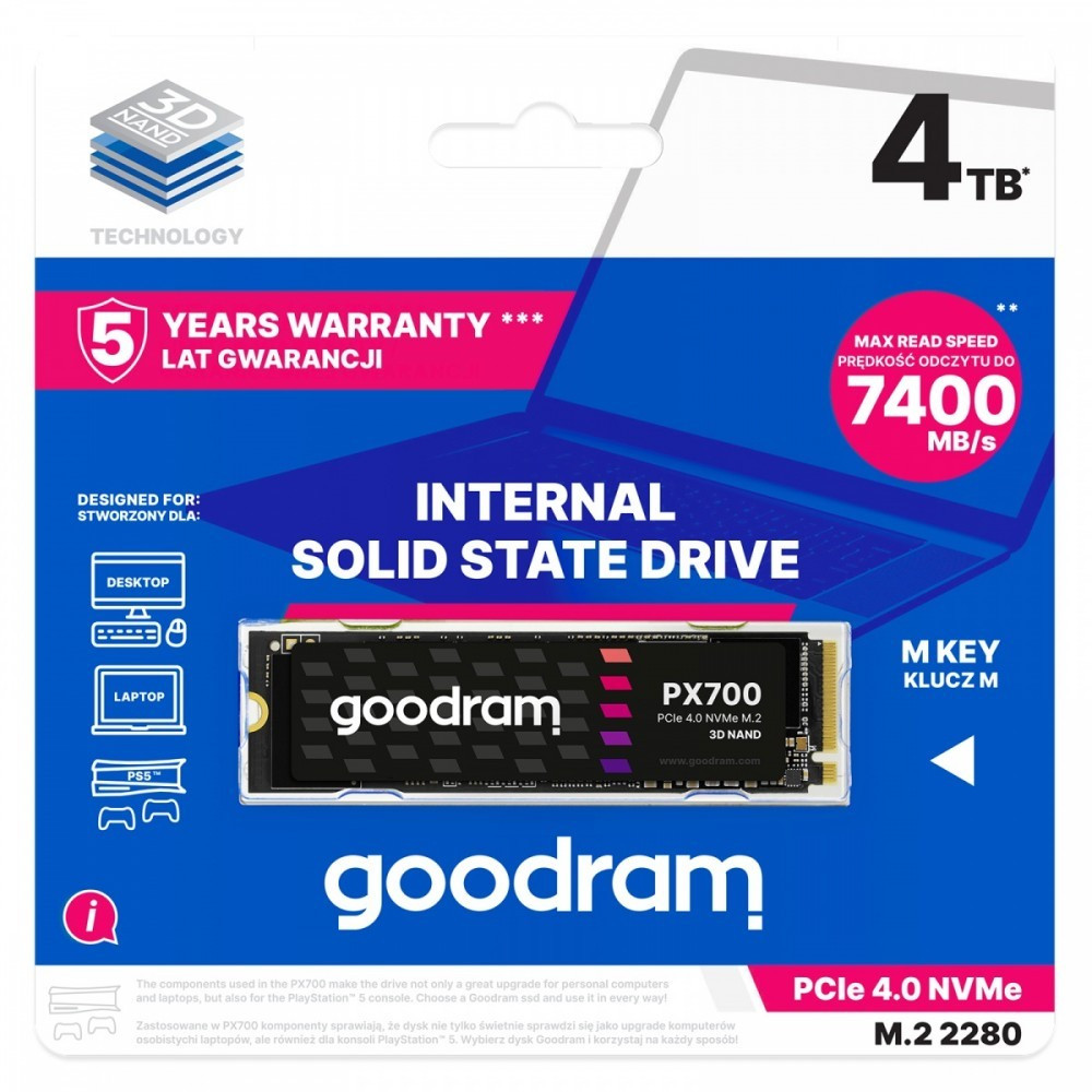 GoodRam Dysk SSD PX700 4TB M.2 PCIe 2280 4x4 7400/6500MB/s