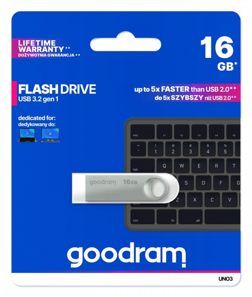 GoodRam Pendrive UNO3 16GB USB 3.2 Gen1 srebrny