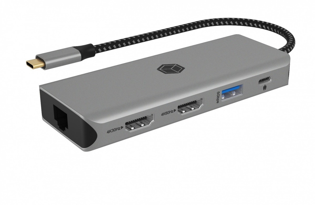 RaidSonic Technology Stacja dokująca IB-DK4012-CPD 9w1, 2x HDMI, 4K60Hz, 3xUSB, 100W PD,LAN, Czytnik kart
