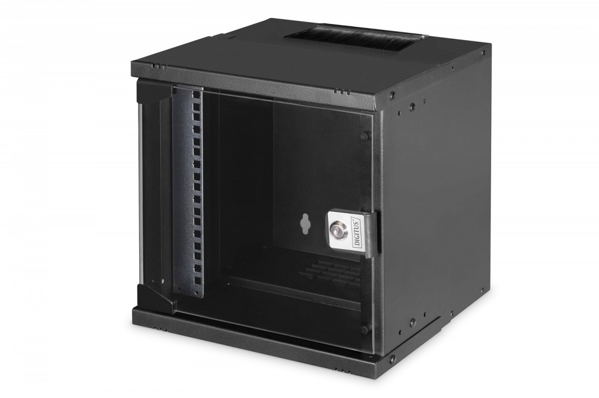 Digitus Szafa sieciowa wisząca 10 cali 6U, SOHO PRO 324 x 316 x 298 mm, nośność 60kg, drzwi szyba, niezłożona, Czarna