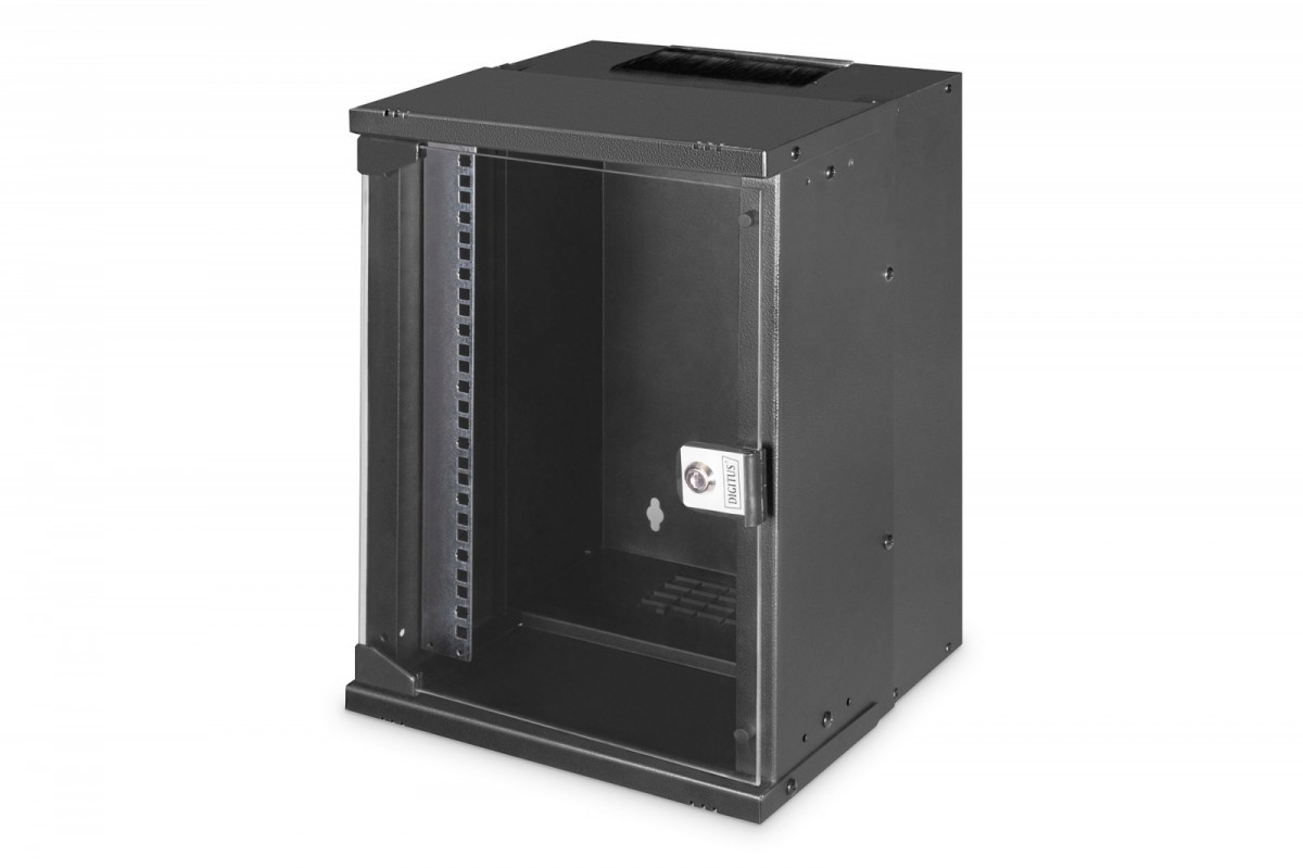 Digitus Szafa sieciowa wisząca 10 cali 9U, SOHO PRO 457 x 316 x 298 mm, nośność 60kg, drzwi szyba, niezłożona, Czarna
