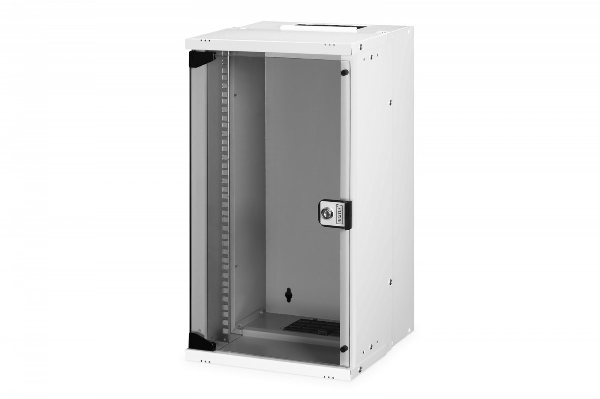 Digitus Szafa sieciowa wisząca 10 cali 12U, SOHO PRO 595 x 315 x 300 mm, nośność 60kg, drzwi szyba, niezłożona, Szara