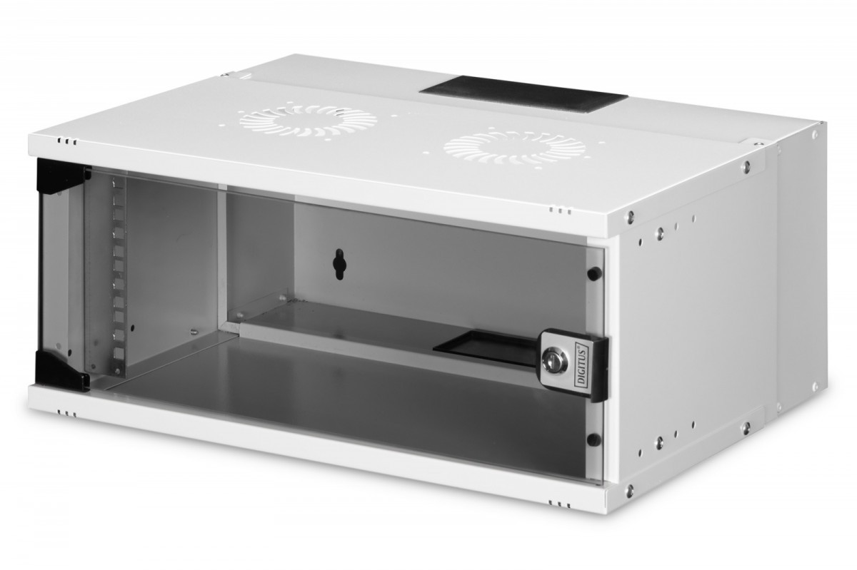 Digitus Szafa sieciowa wisząca 19' 4U, SOHO PRO 240 x 540 x 400 mm, nośność 60kg, drzwi szyba, niezłożona, Szara
