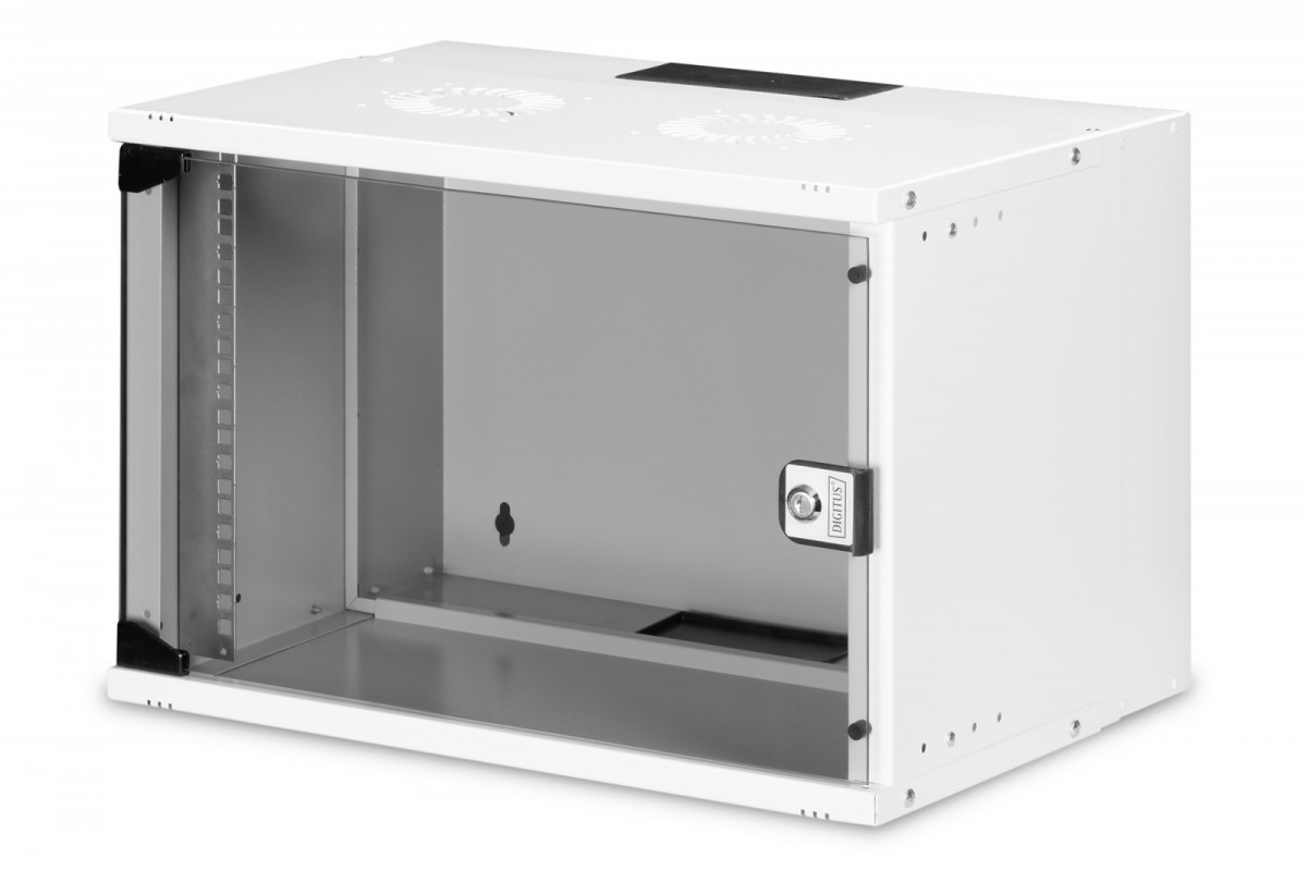 Digitus Szafa sieciowa wisząca 19' 7U, SOHO PRO 370 x 540 x 400 mm, nośność 60kg, drzwi szyba, niezłożona Szara