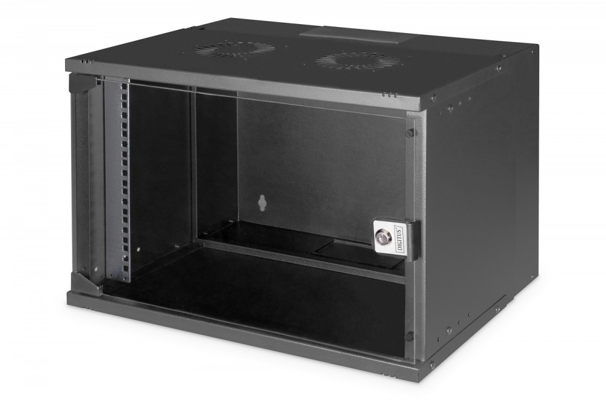 Digitus Szafa sieciowa wisząca 19' 7U, SOHO PRO 370 x 540 x 400 mm, nośność 60kg, drzwi szyba, niezłożona, Czarna