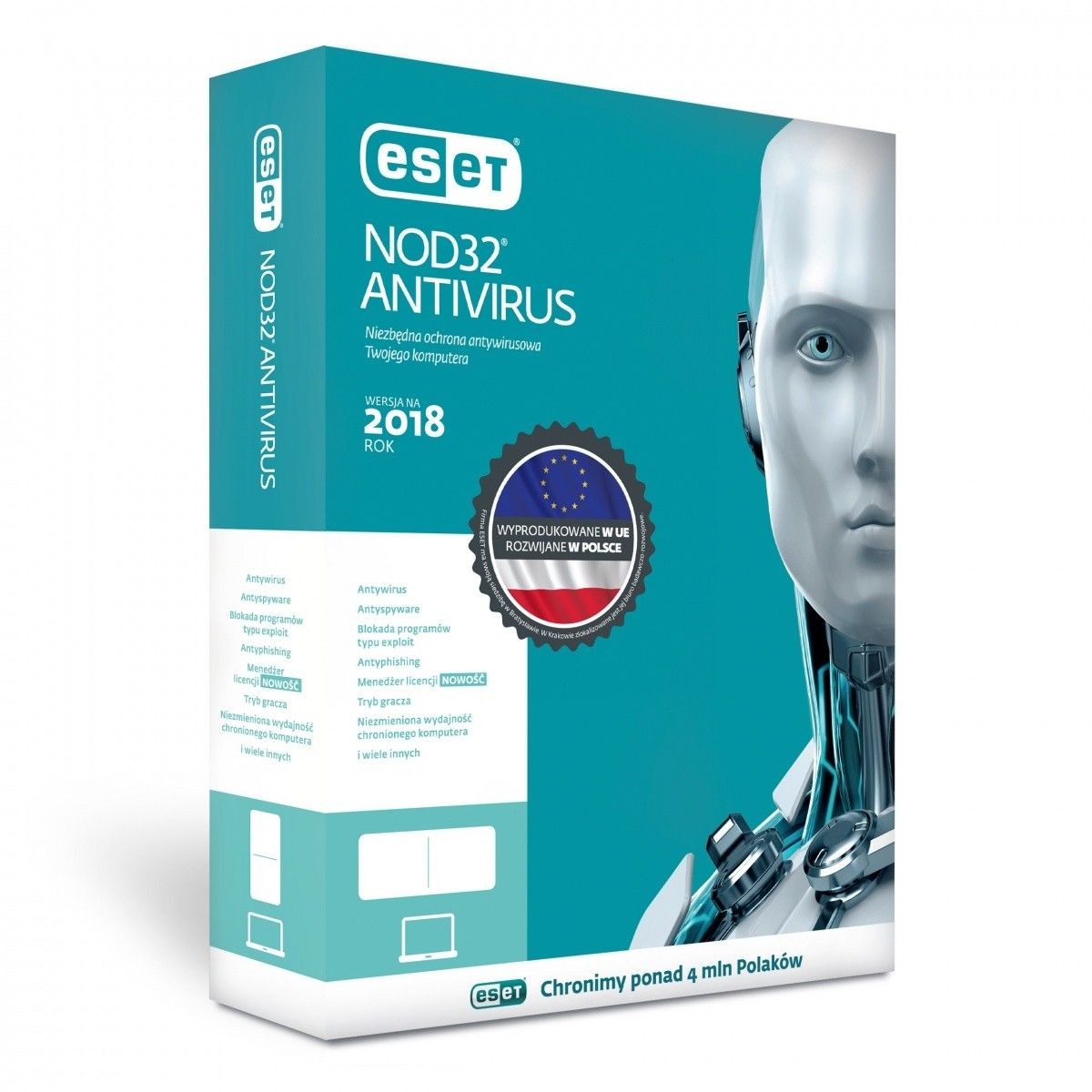 Eset NOD32 Antivirus BOX 1U 24M  ENA-K-2Y-1D Przedłużenie