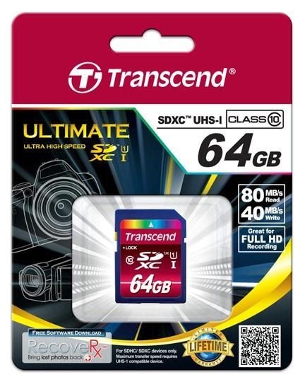 Transcend karta pamięci SDXC 64GB Class 10 UHS-I ULTIMATE