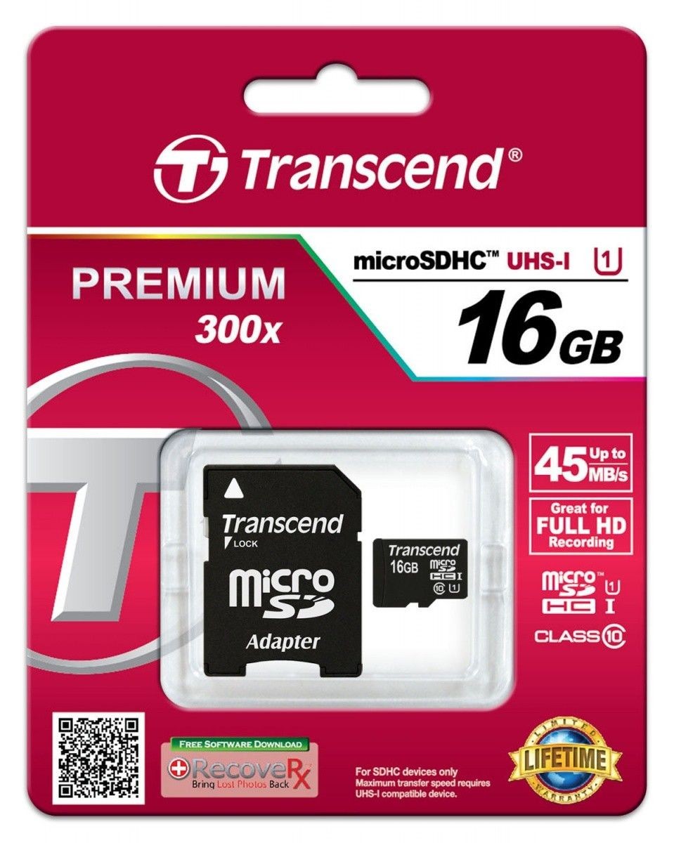 Transcend TS16GUSDU1 karta pamięci Micro SDHC 16GB Class 10 UHS-I PREMIUM + adapter SD
