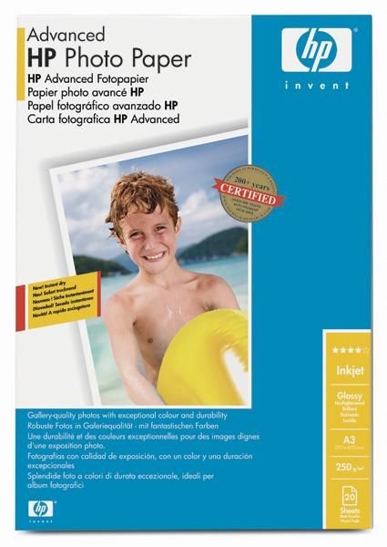 HP Advanced glossy photo paper white inkjet 250g/m2 A3 20 sheets 1-pack
