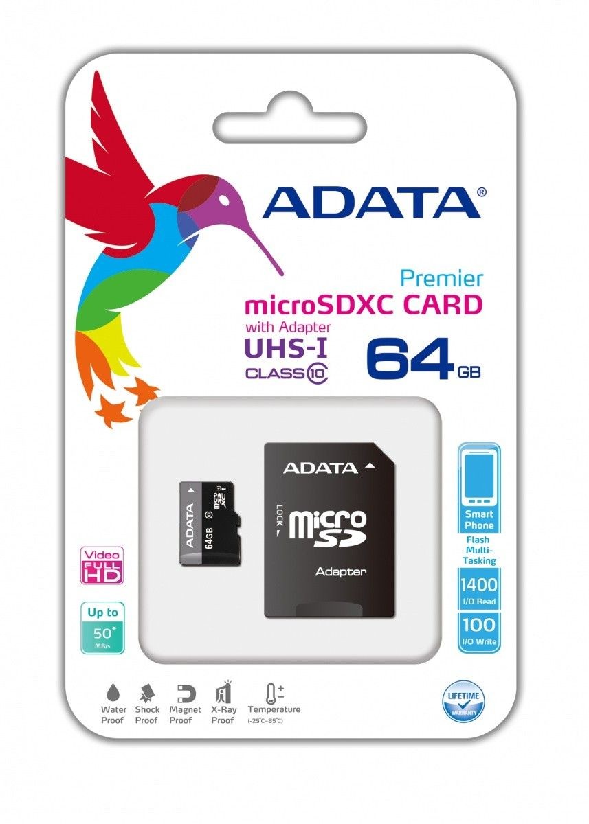 A-Data Karta pamięci microSDXC Premier 64GB UHS-I Class 10 + adapter