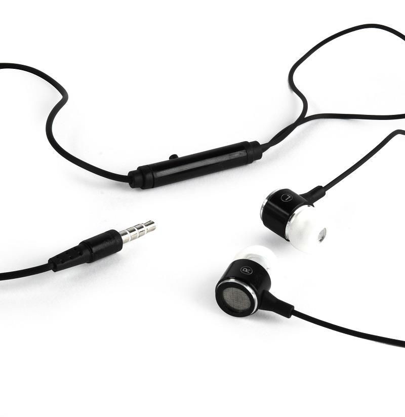 Gembird MHS-EP-001 metalowe słuchawki stereo douszne MP3, 3.5mm Jack, czarno-białe