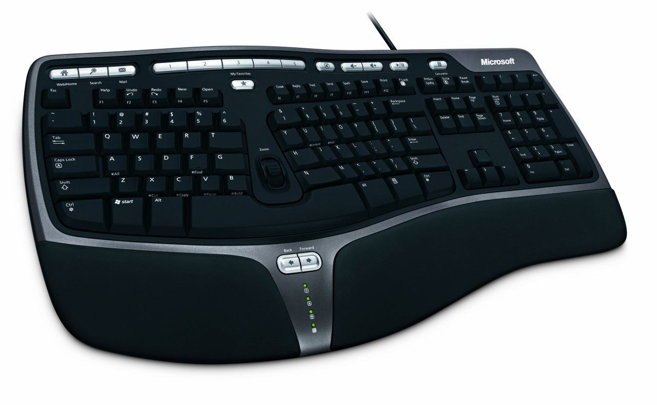 Microsoft B2M-00006 Natural Ergonomic Keyboard 4000 Multimedia, Wired, EN, 1.53 m, 1.3 g, Black