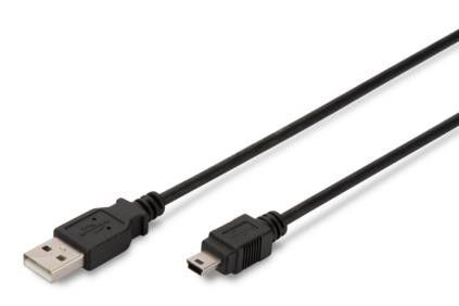 Assmann Kabel połączeniowy USB 2.0 HighSpeed 'Canon' Typ USB A/miniUSB B (5pin) M/M 1m Czarny