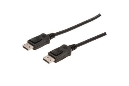 Assmann Kabel połączeniowy DisplayPort z zatrzaskami 4K 60Hz UHD Typ DP/DP M/M czarny 3m