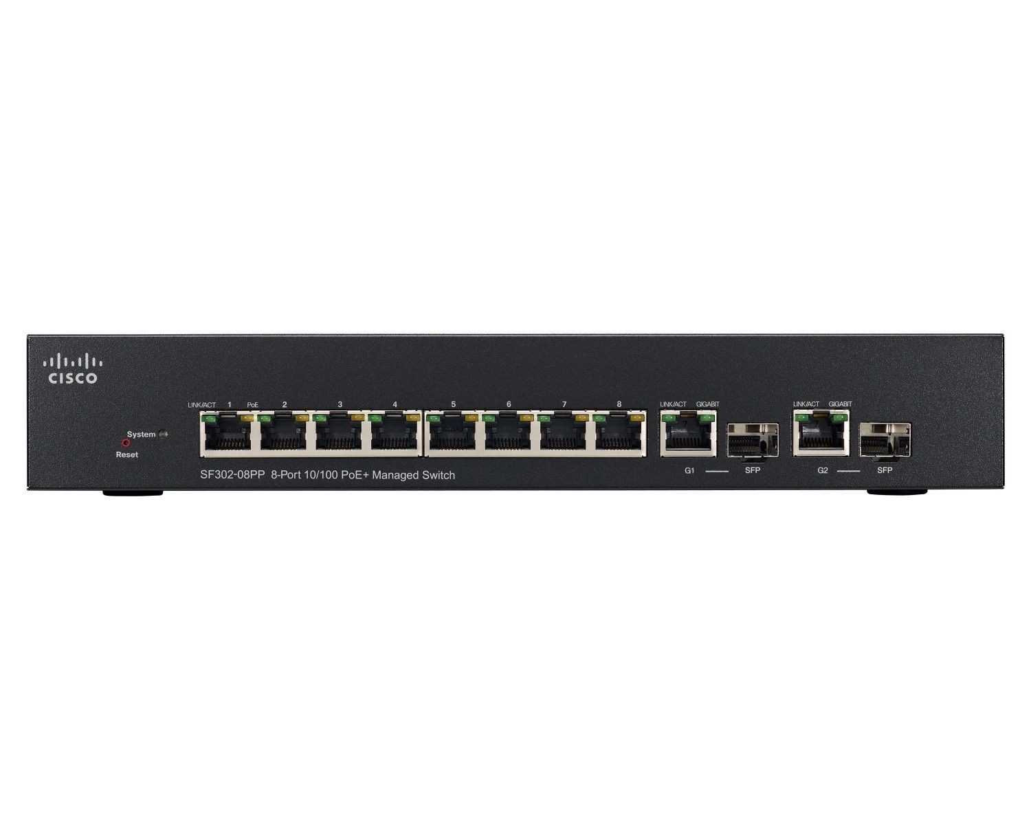 Cisco Systems Switch zarządzalny Cisco SF302-08PP 8x10/100 PoE+ 2xSFP Combo