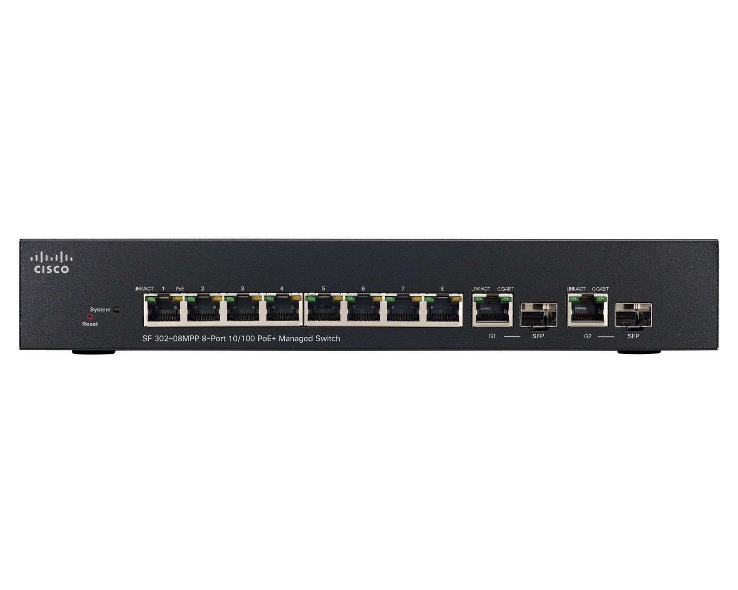 Cisco Systems Switch zarządzalny Cisco SF302-08MPP 8x10/100 2xSFP/Combo PoE+