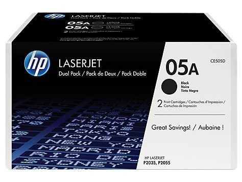 HP CE505D Toner 05A Black Dual Pack LaserJet P2035